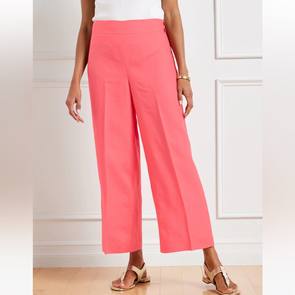 Talbots Coral Irish Linen Trouser Pants Size 4 Petite